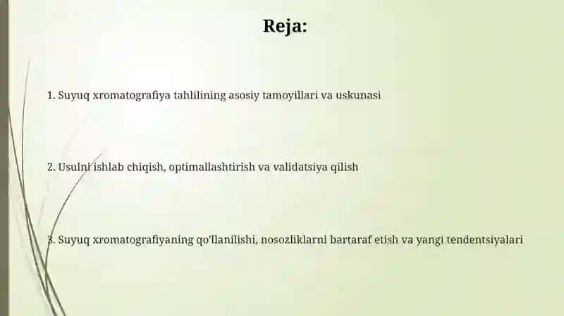 Suyuqlik xromotografiyasini tahlil qilish 2