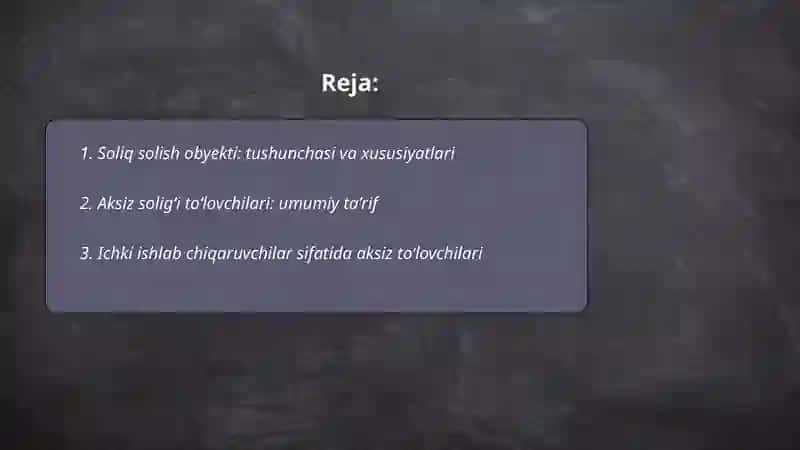 Soliq solish obyekti va aksiz soligʻi toʻlovchilari 2
