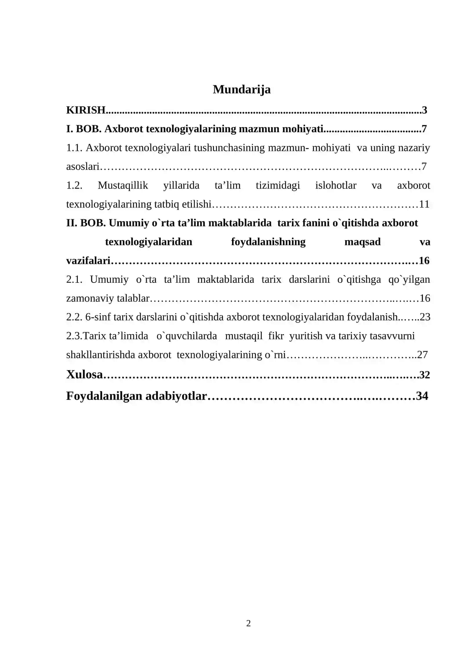 TARIX FANINI O’QITISHDA AXBOROT TEXNOLOGIYALARIDAN FOYDALANISHNING NAZARIY BA METODIK ASOSLARI 2