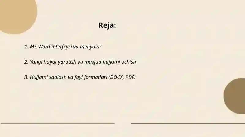 MS Word dasturida ishlash asoslari 2