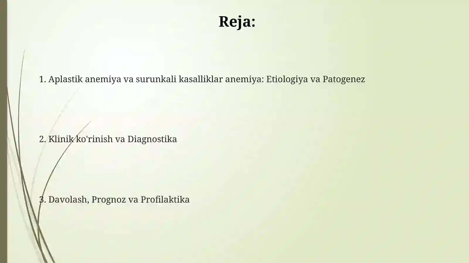 Aplastik anemiya va surunkali kasalliklar anemiyasi 2