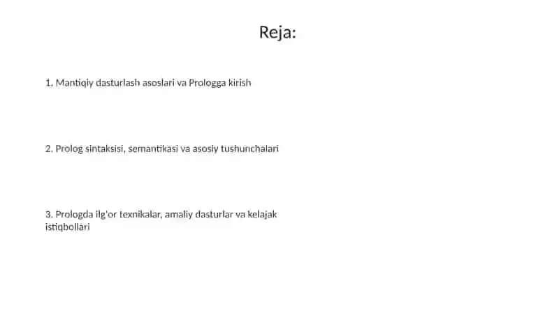 Mantiqdasturlash va Prolog 2