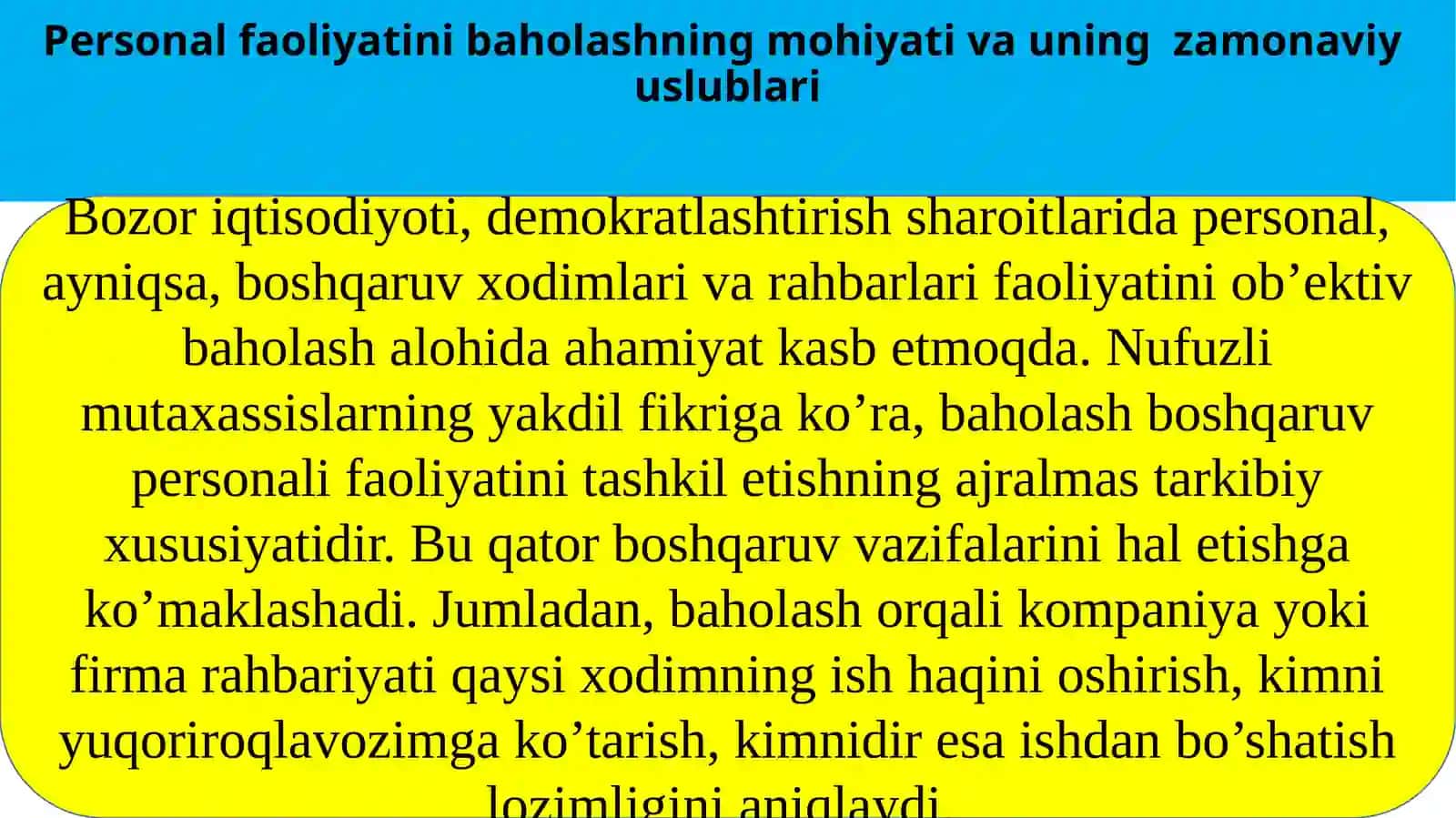 Personal faoliyatini baholashning zamonaviy uslublari 2