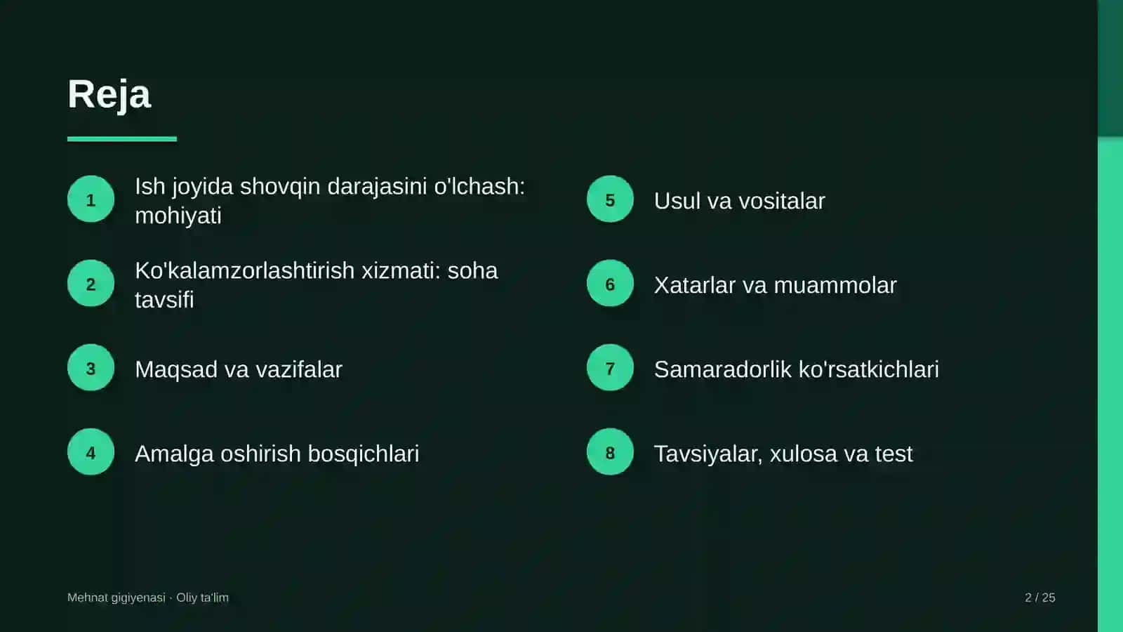 Ko'kalamzorlashtirish xizmatida ish joyida shovqin darajasini o'lchash 2