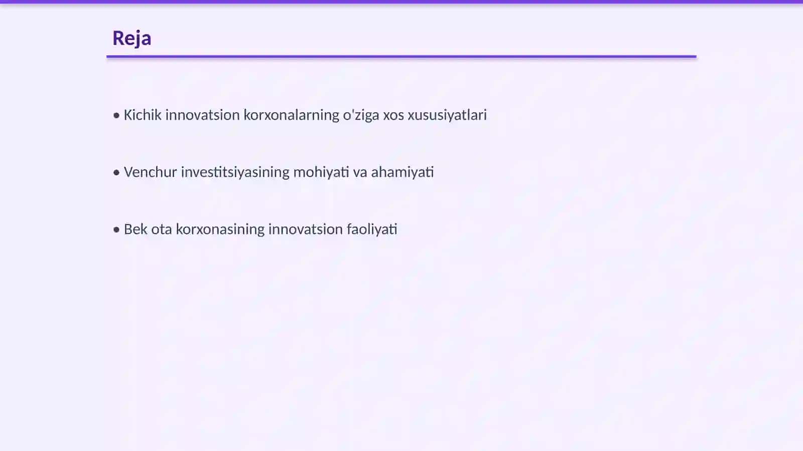 Kichik innovatsion korxonalarning xususiyatlari, venchur investitsiyasi 2
