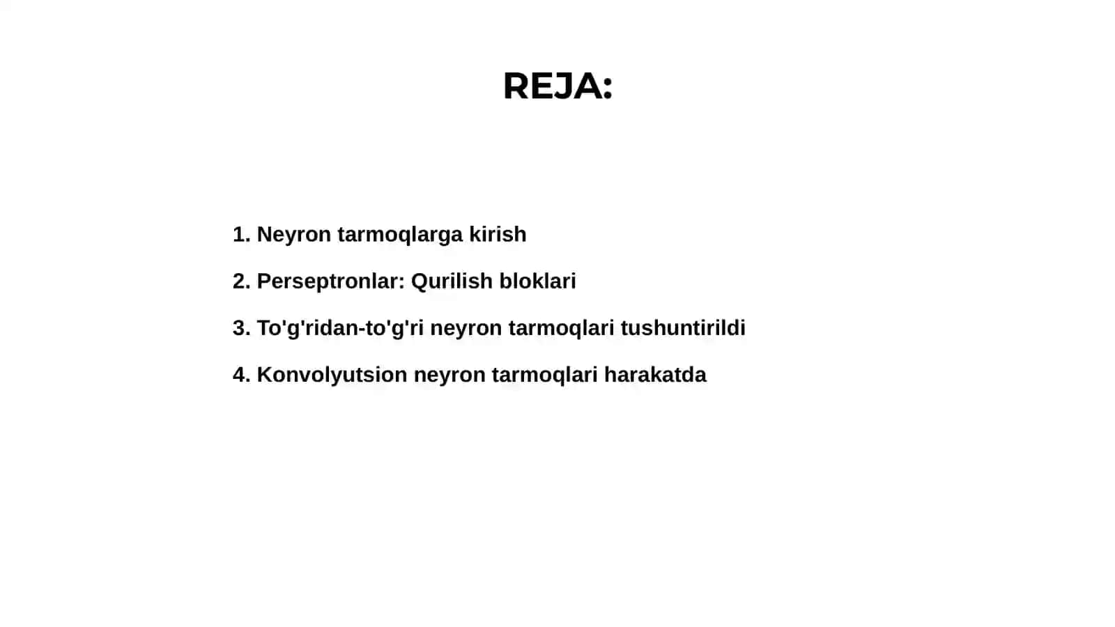 Neyron to'rlarning turlari va ularning ishlash tamoyillar 2