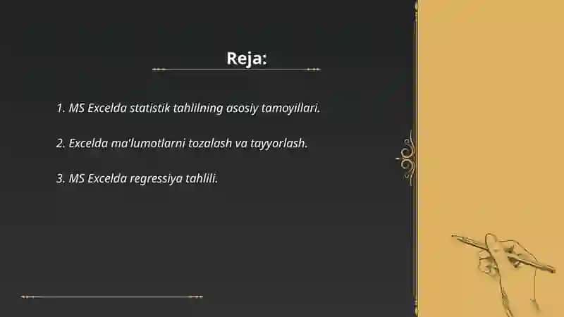 MS Excel dastrisida statistic tahlillar 2