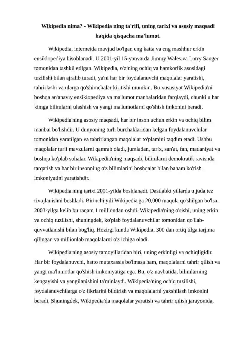 Wikipedia bilan ishlash 2