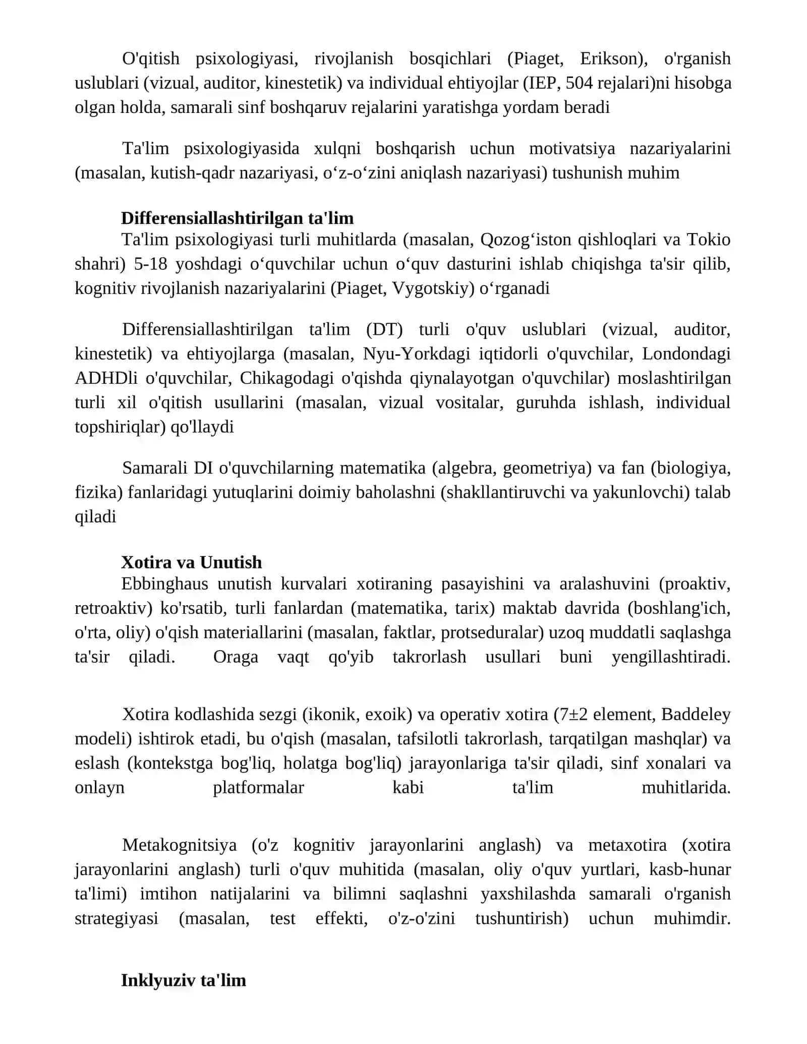 Pedagogika shaxs tarbiyasi va rivojlanishi toʻgʻrisidagi fan 2