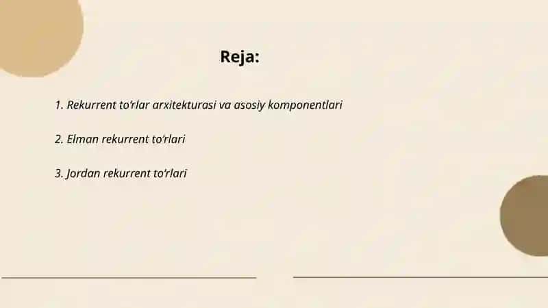 Rekurrent to‘rlar 2