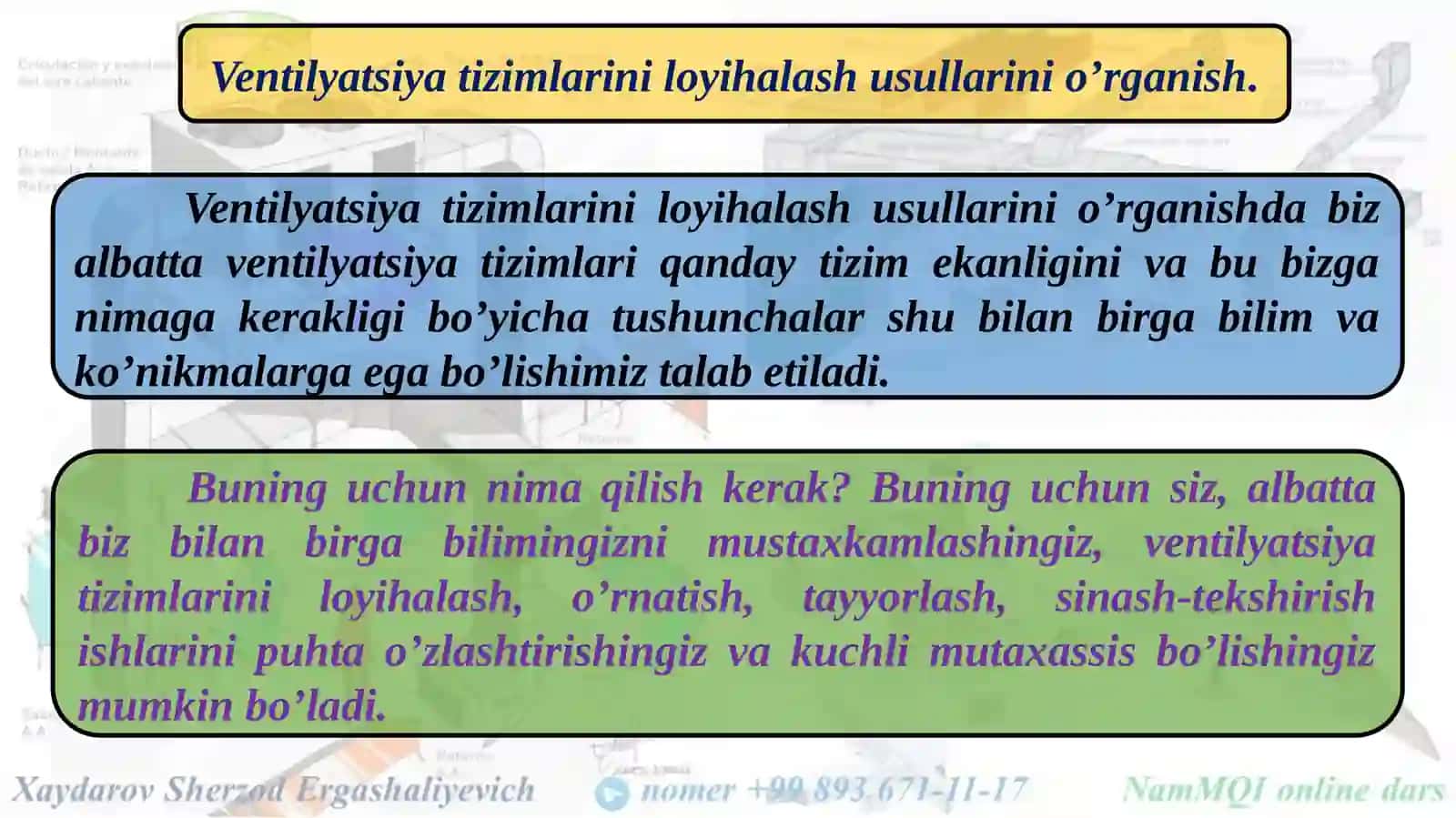Ventilyatsiya tizimlarini loyihalash usullarini o’rganish 2