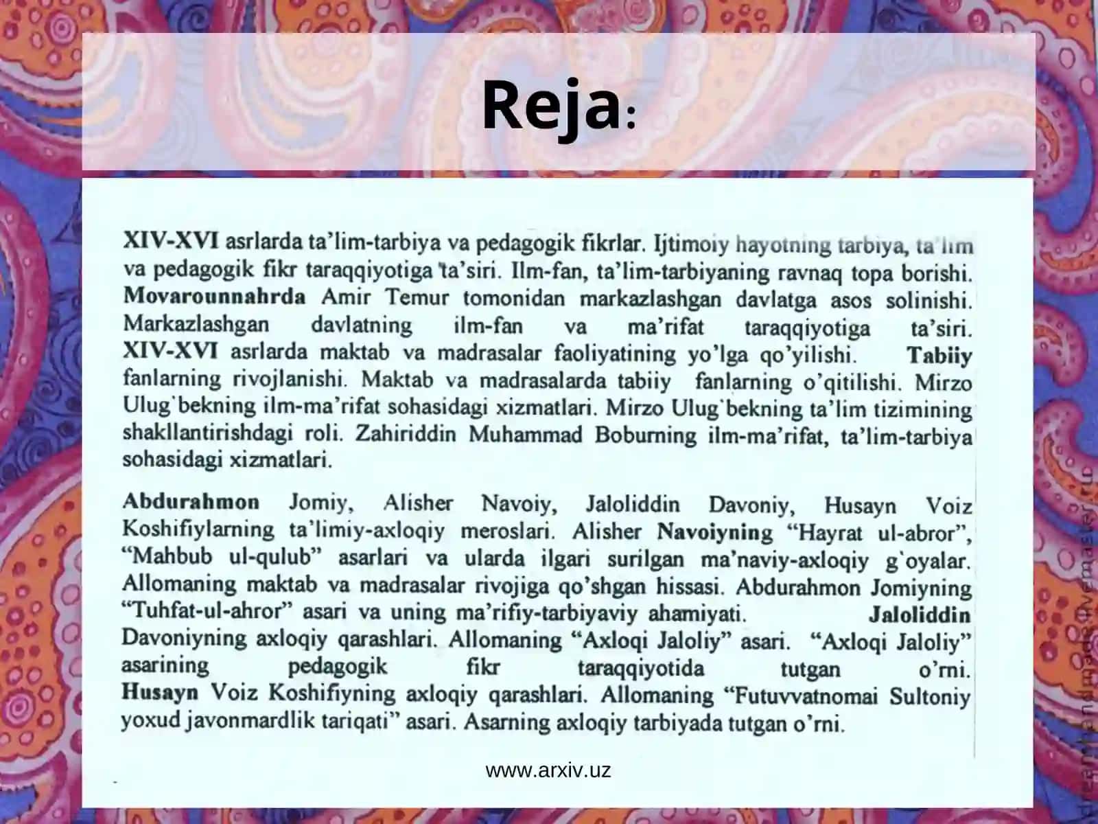 Movorounnahrda Ta'lim va Tarbiya 2