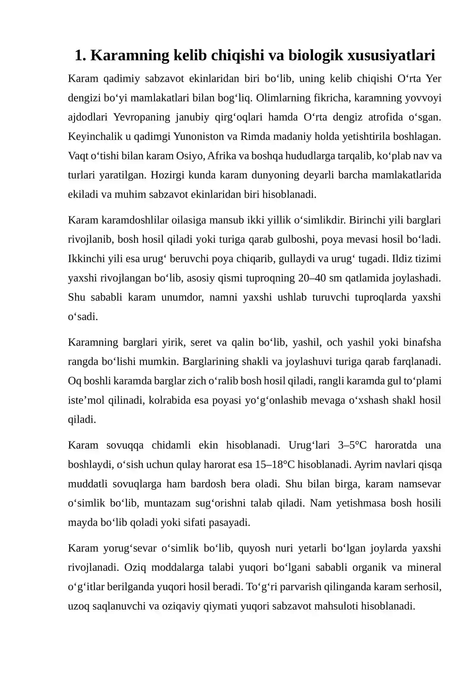 Kam tarqalgan karam turlari, ularning ahamiyati va yetishtrish texnologiyasi 2
