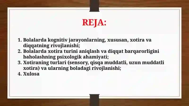 Bolada xotiraning yetakchi turini aniqlash, diqqat barqarorligini aniqlash (TAQDIMOT) 2