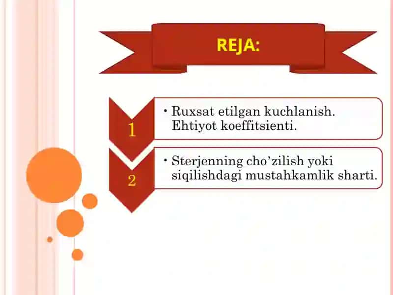 MA’RUZACHOʼZILISH YOKI SIQILISHGA ISHLAYDIGAN SISTEMALARNI MUSTAHKAMLIKKA VA BIKIRLIKKA HISOBLASH 2