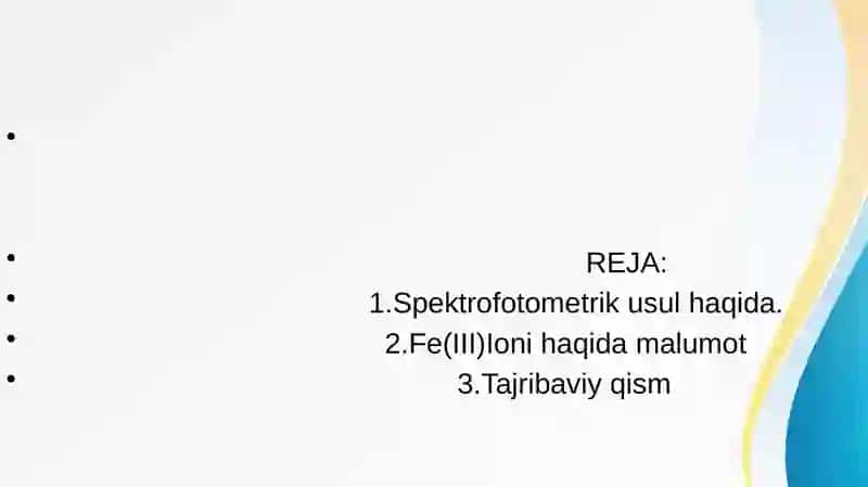 Fe(III) ionini sulfas olitsil bilans pektrofotometrik usulda aniqlash 2
