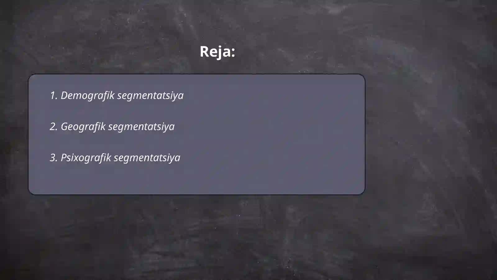 Bozor segmentatsiyasi 2