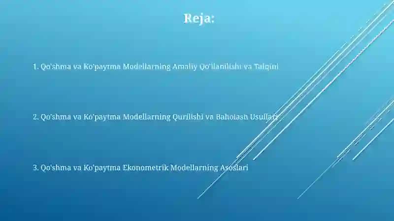 Qo'shma va Ko'paytma Modellarning Amaliy Qo'llanilishi va Talqini 2