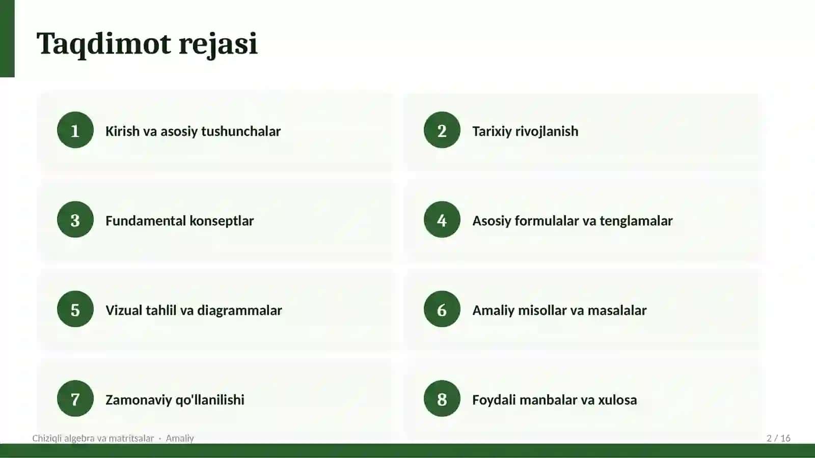 Chiziqli algebra va matritsalar 2
