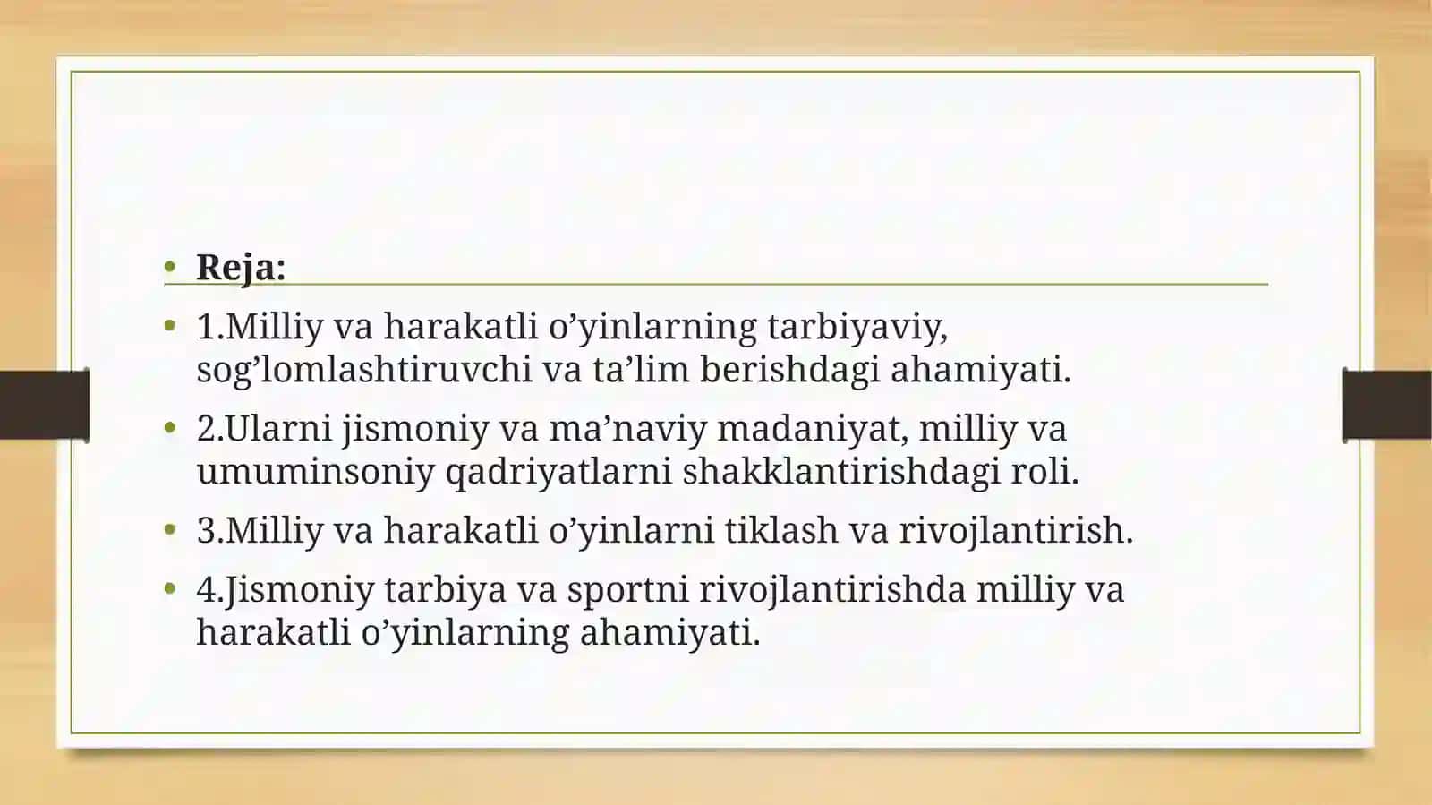 Milliy va harakatli o’yinlarning tarbiyaviy, sog’lomlashtiruvchi va ta’lim berishdagi ahamiyati 2