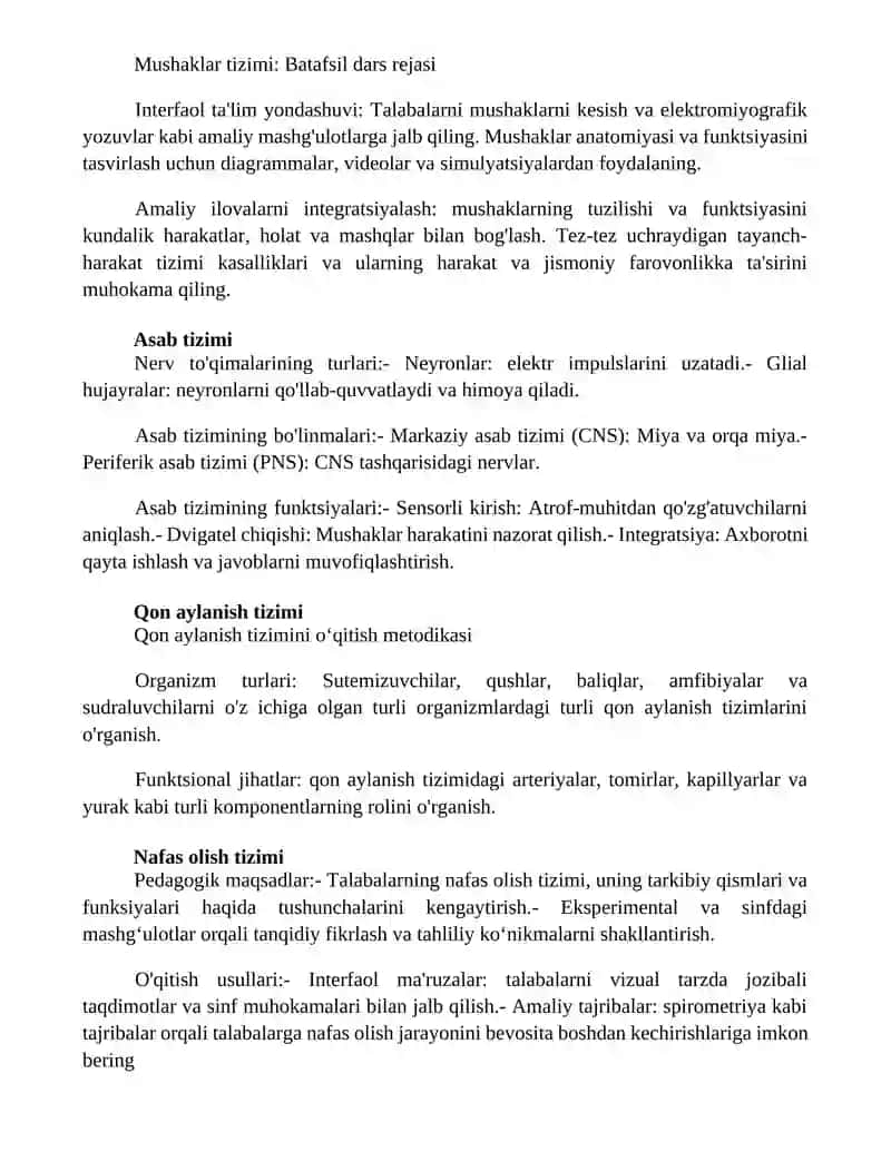 Odam Tana Qismlari Tuzilishi, Funksiyalari Mavzusini O'Qitish Metodikasi 2