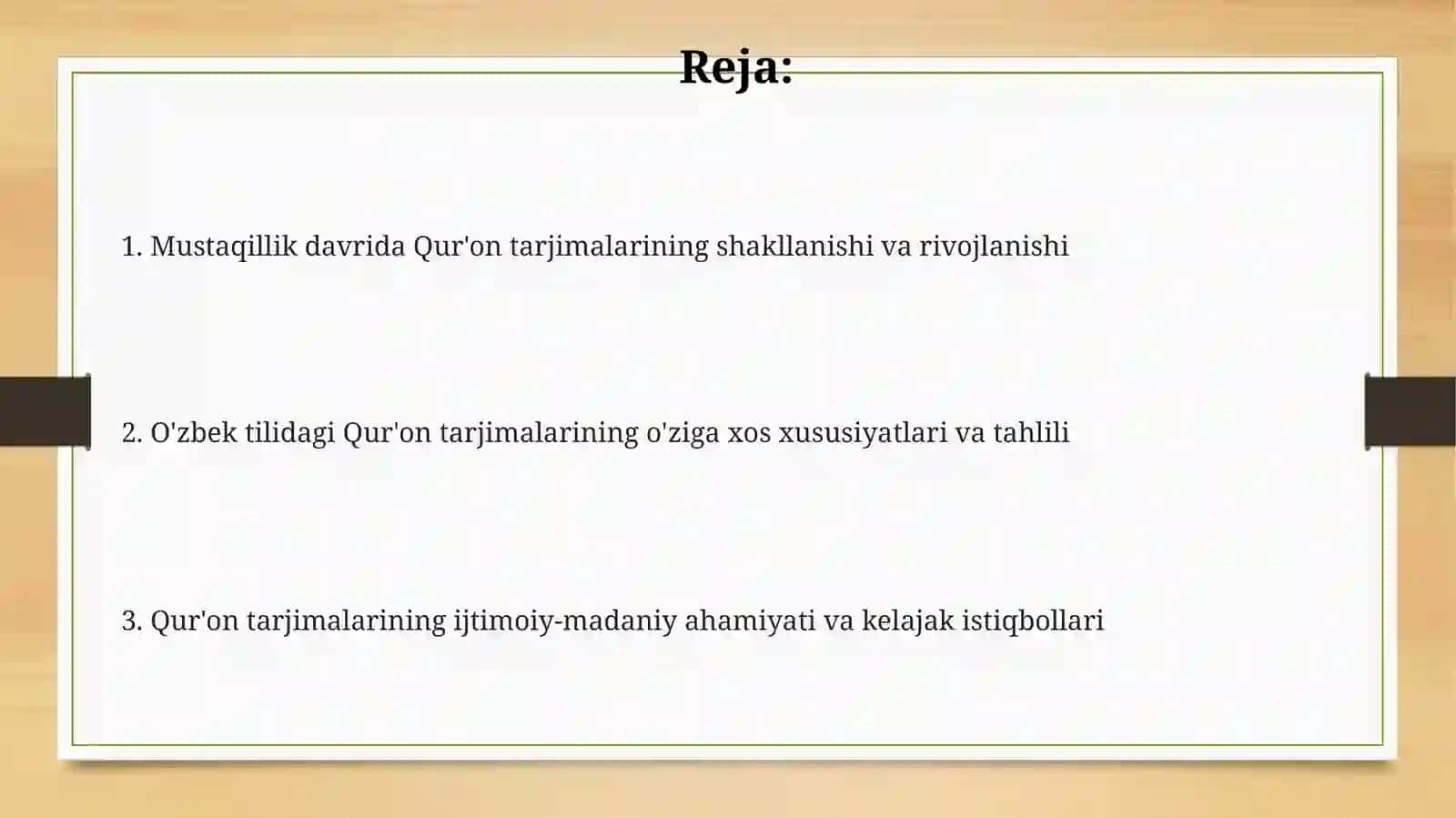 Mustaqillik yillarida Qur onning o'zbek tiliga tarjima qilinishi va tafsirlari 2