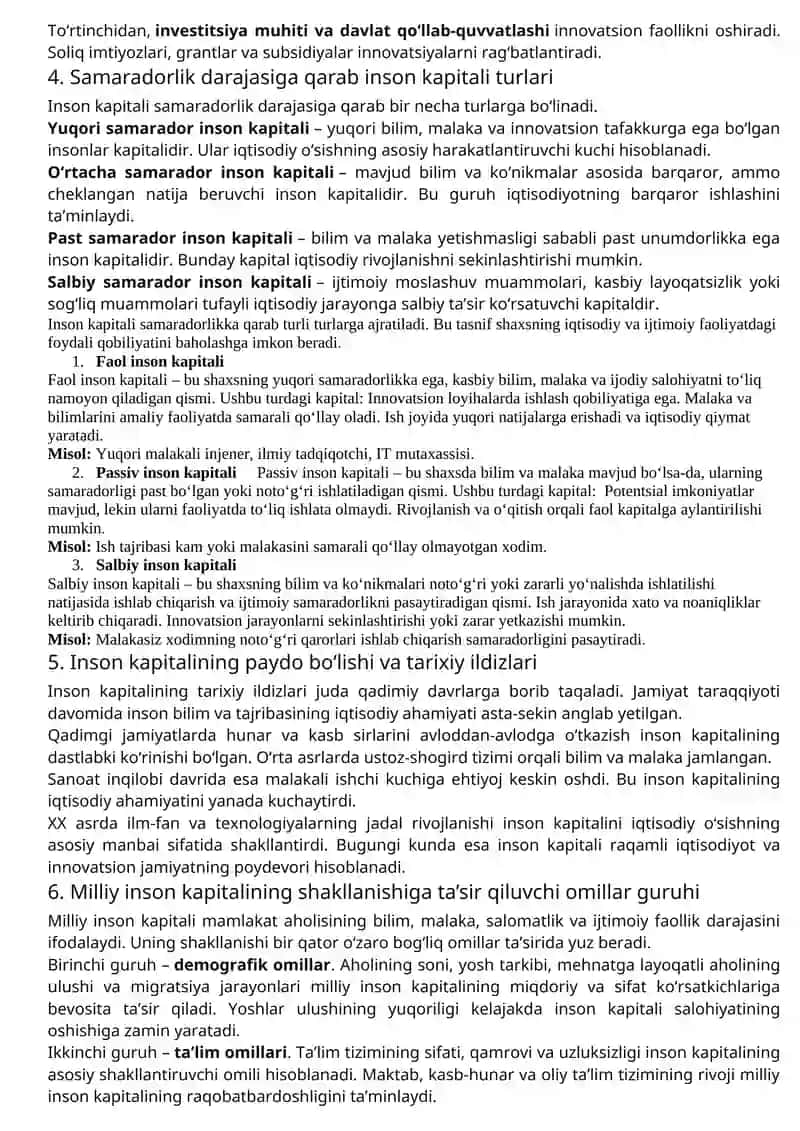 Inson kapitali nazariyasining rivojlanish bosqichlari 2