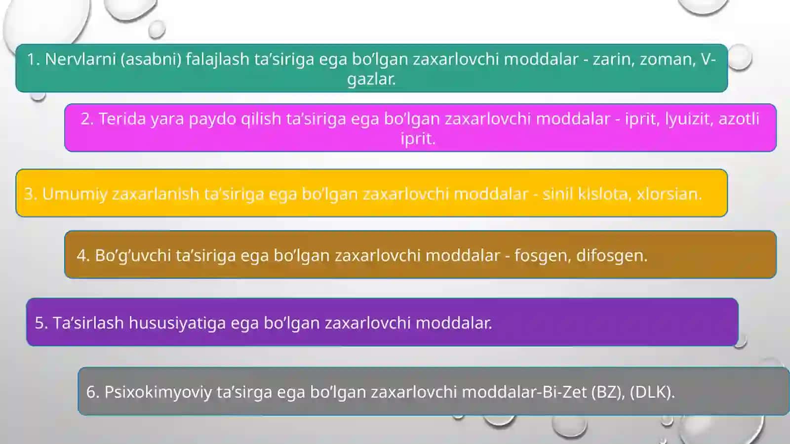 KIMYOVIY QUROL. KIMYOVIY ZАRАRLАNISH О’CHОG’I. KIMYOVIY VAZIYATNI BAHOLASH 2