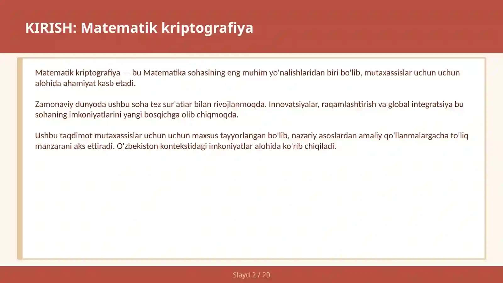 Matematik kriptografiya 2