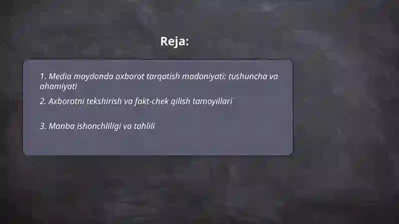 Media maydonda axborot tarqatish madaniyati 2
