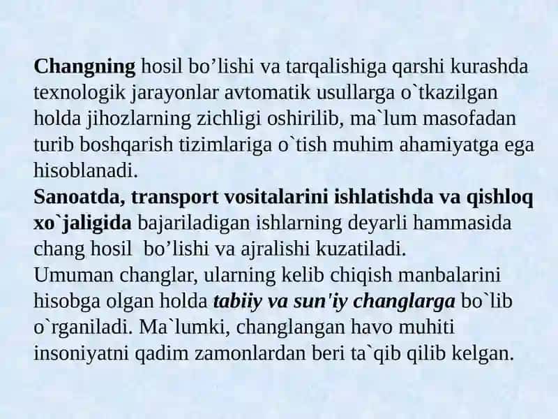 Ishlab chiqarish jarayonlarida zararli omillar va ulardan himoyalanish tadbirlari 2