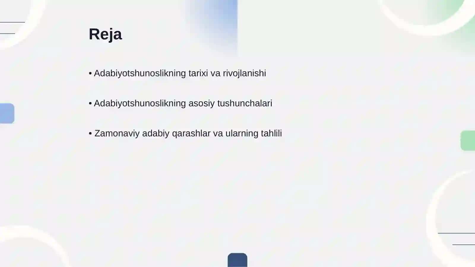 Adabiyotshunoslik asoslari fani va zamonaviy adabiy qarashlar 2