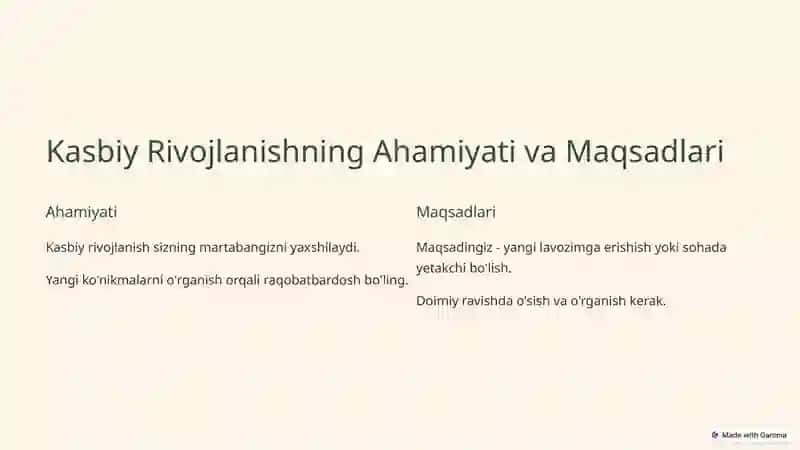 Professional Rivojlanish va Kasbiy Hayotdagi Munosabatlar 2