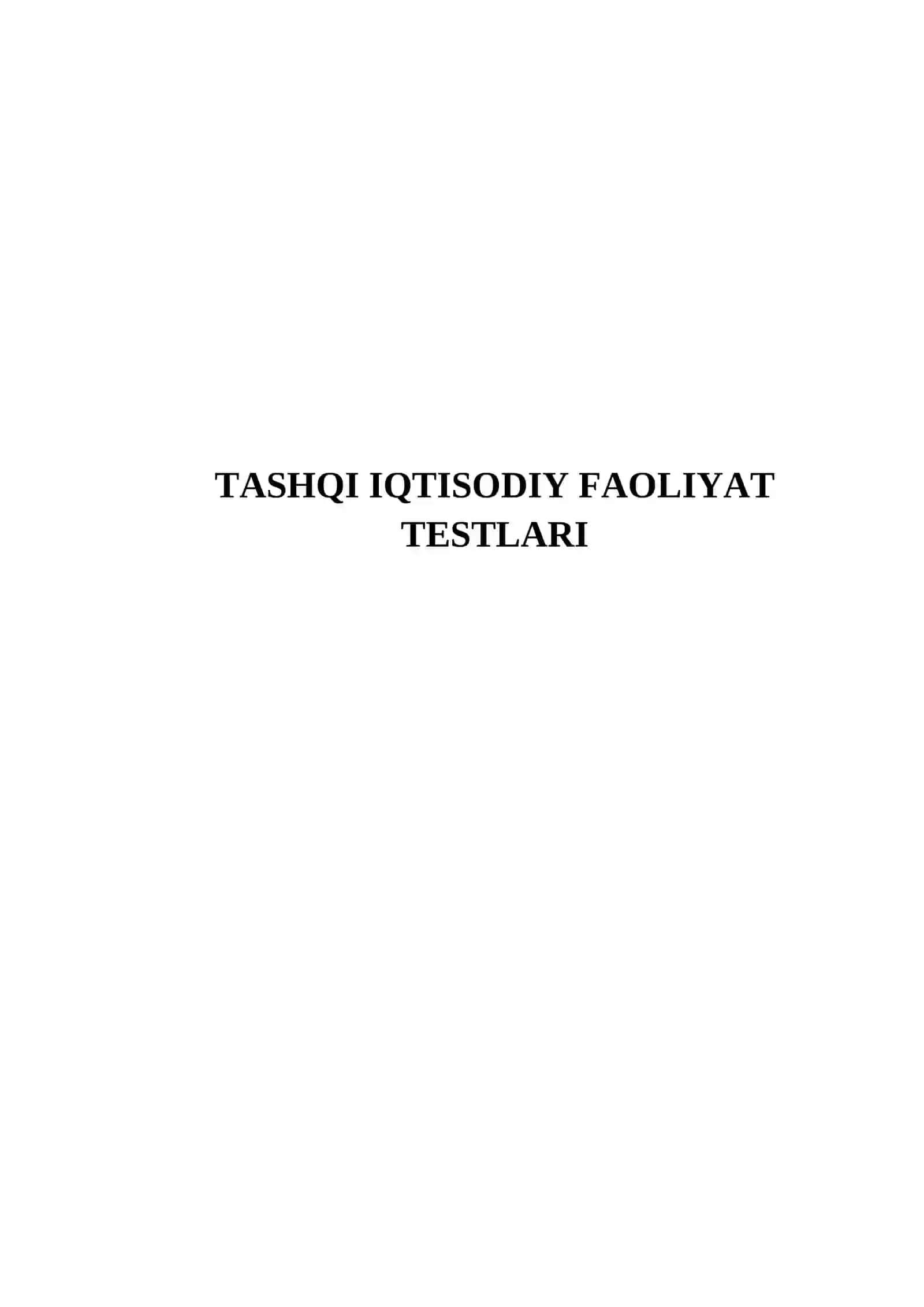 TASHQI IQTISODIY FAOLIYAT TESTLARI 2