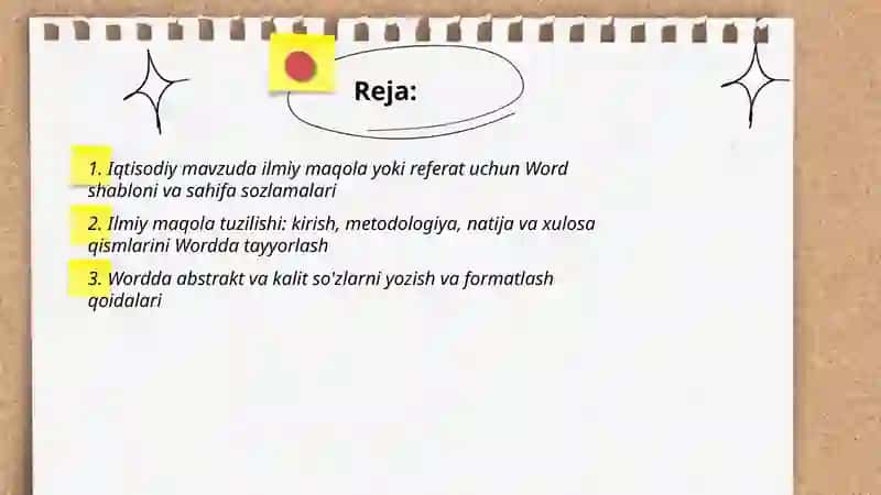 Iqtisodiy mavzuda ilmiy maqola yoki refarani Word orqali tayyorlash 2