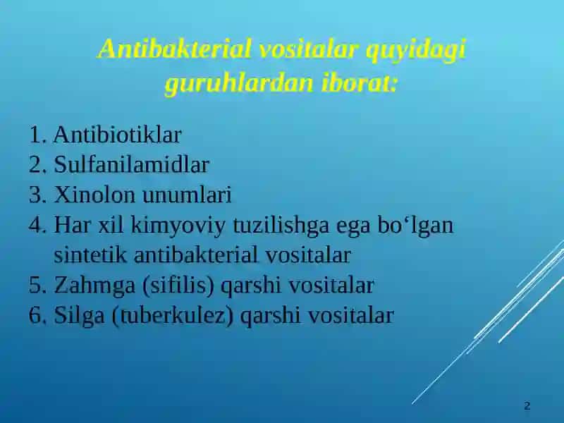 Turlikimyoviytuzilishigaegabo'lgansjntetikantebakterialvositalar 2