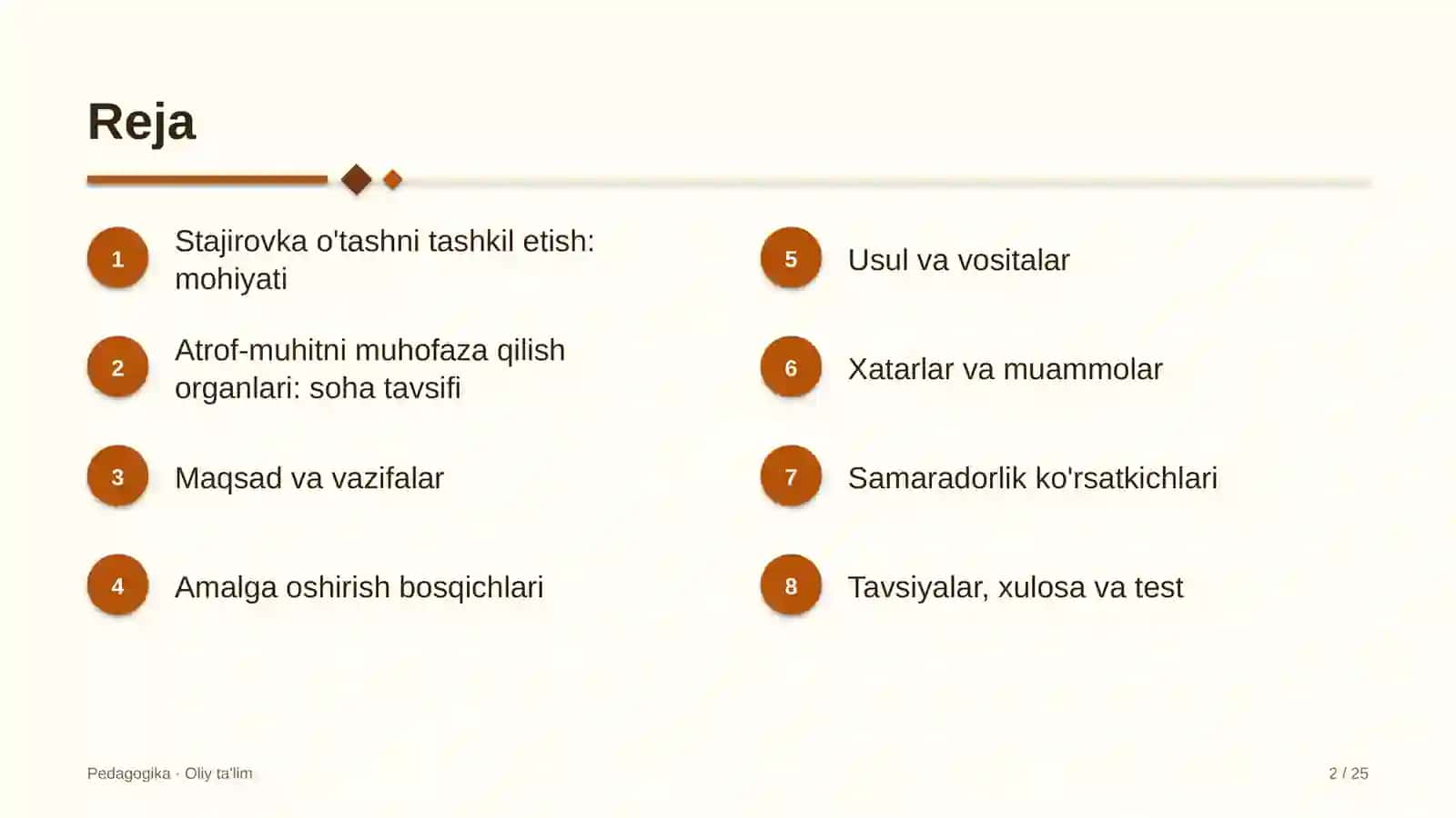 Atrof-muhitni muhofaza qilish organlarida stajirovka o'tashni tashkil etish 2
