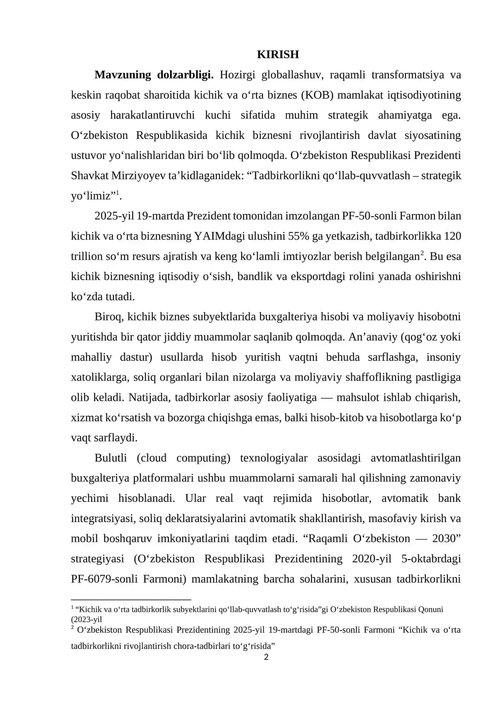 KICHIK BIZNESDA BUХGALTERIYA HISOBINING NAZARIY ASOSLARI VA BULUTLI TEXNOLOGIYALAR 2