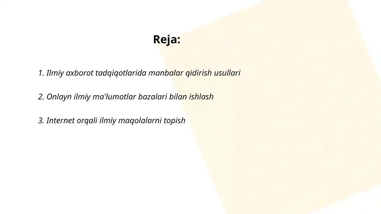 Ilmiy taqdimot uchun axborot izlashning asosiy usullari 2