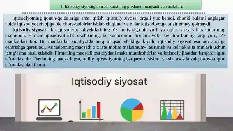 Iqtisodiy siyosatga kirish 2
