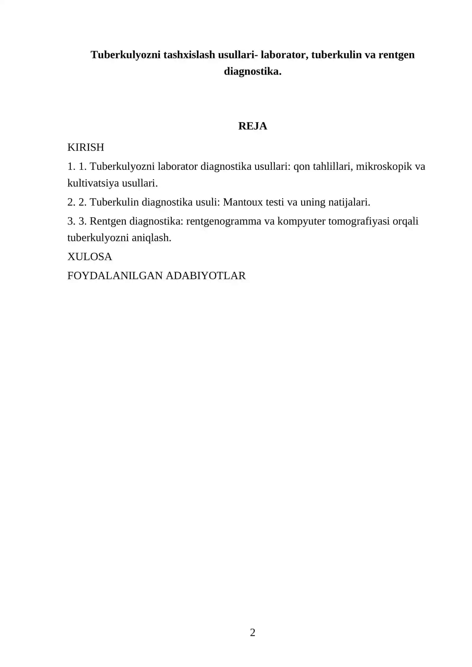 Tuberkulyozni tashxislash usullari- laborator, tuberkulin va rentgen diagnostika 2