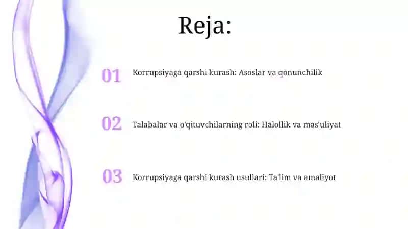 Korupsyaga qarshi kurashi oquvchi va oqtuvchilar uchun maruza 2