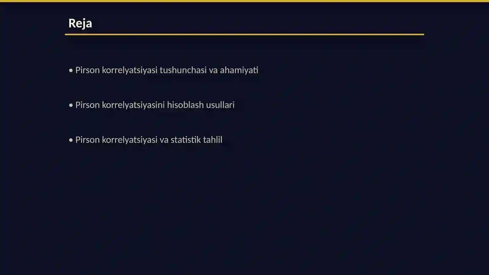 Pirson korrelyatsiyasi mezonidan foydalanish tamoyillari 2
