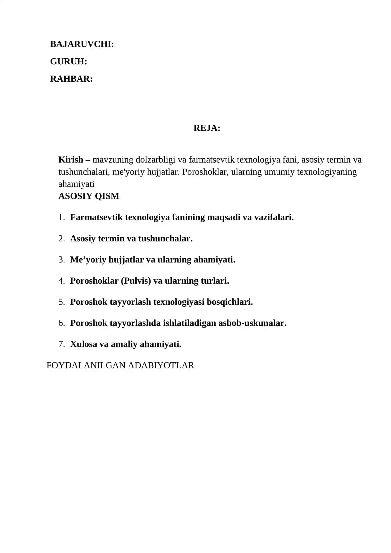 Farmatsevtik texnologiya fani 2