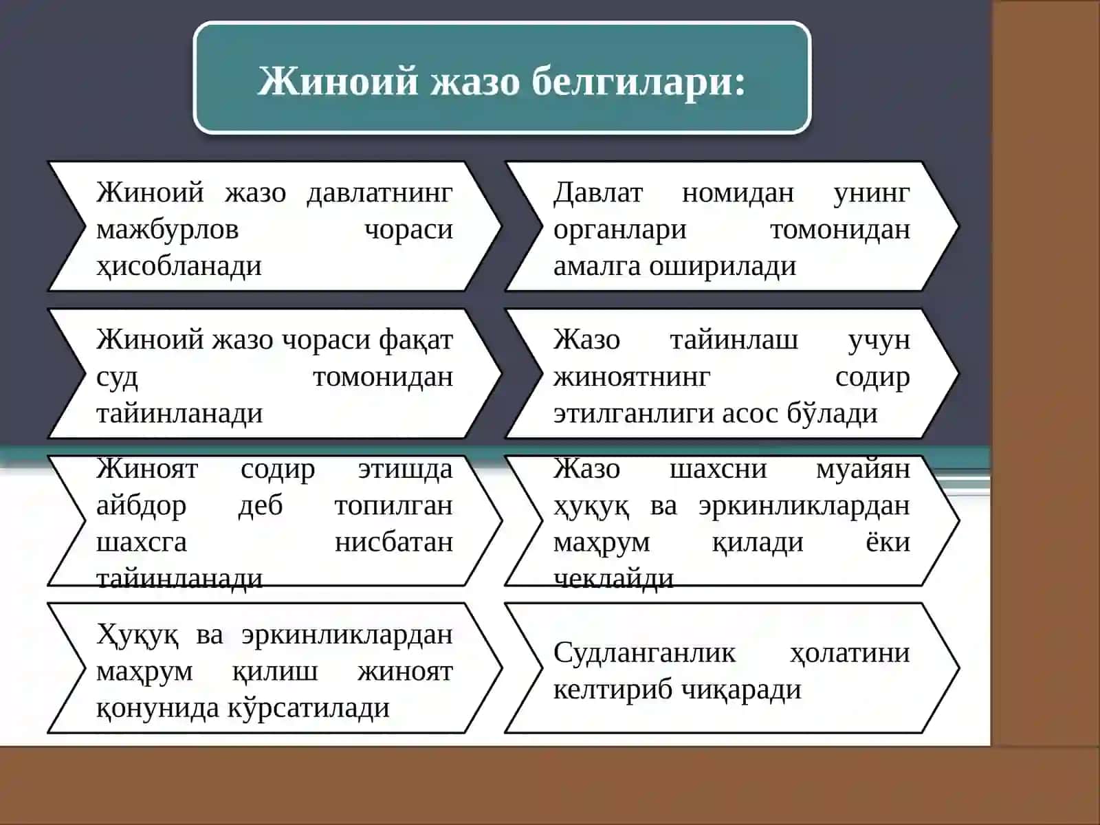 Жиноий жазо тушунчаси ва тизими. Жазо тайинлаш 2