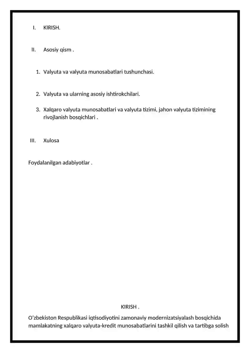 Xalqaro valyuta tizimlari va ularning o’zgarishi 2
