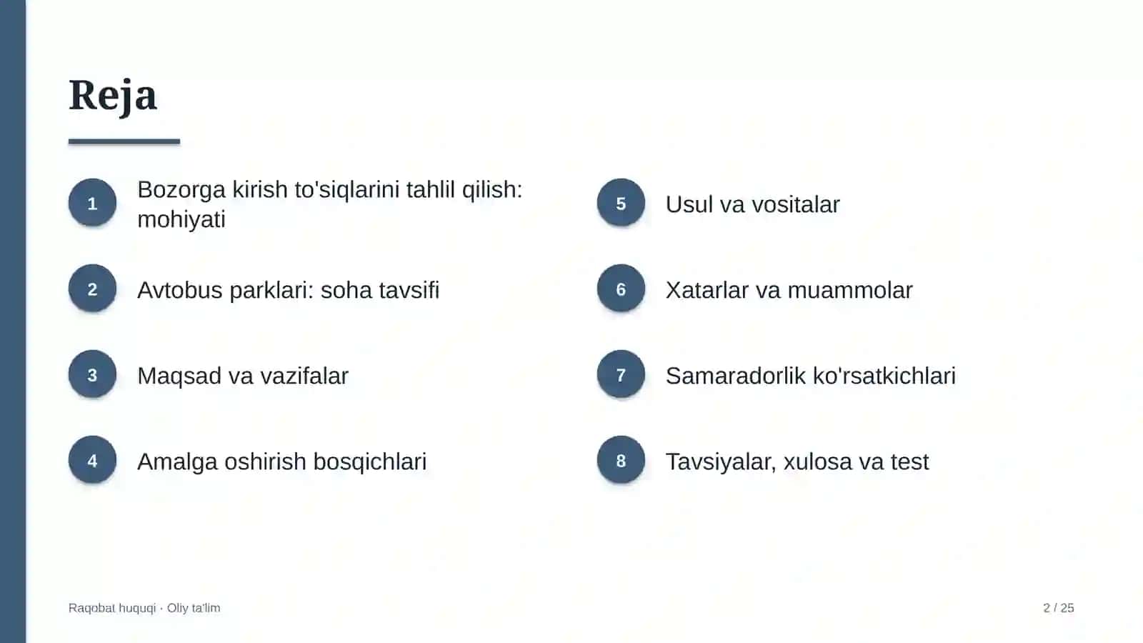 Avtobus parklarida bozorga kirish to'siqlarini tahlil qilish 2