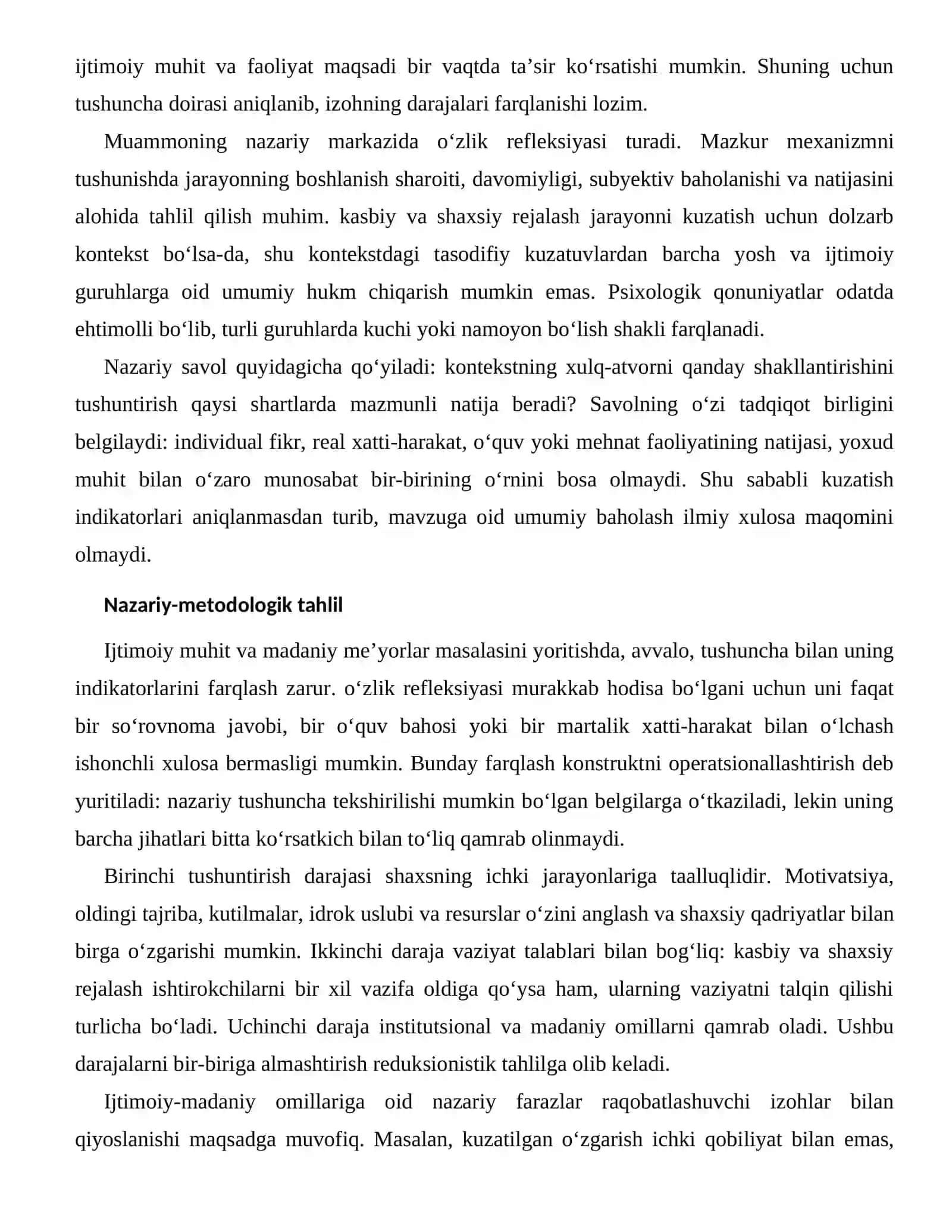 O‘ZINI ANGLASH VA SHAXSIY QADRIYATLARNING IJTIMOIY-MADANIY OMILLARI 2