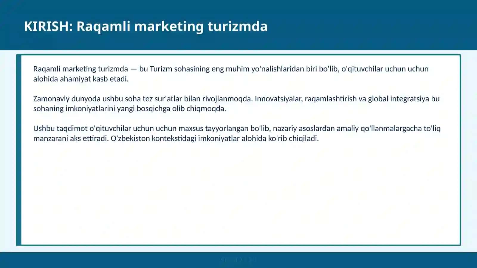 RAQAMLI MARKETING TURIZMDA 2