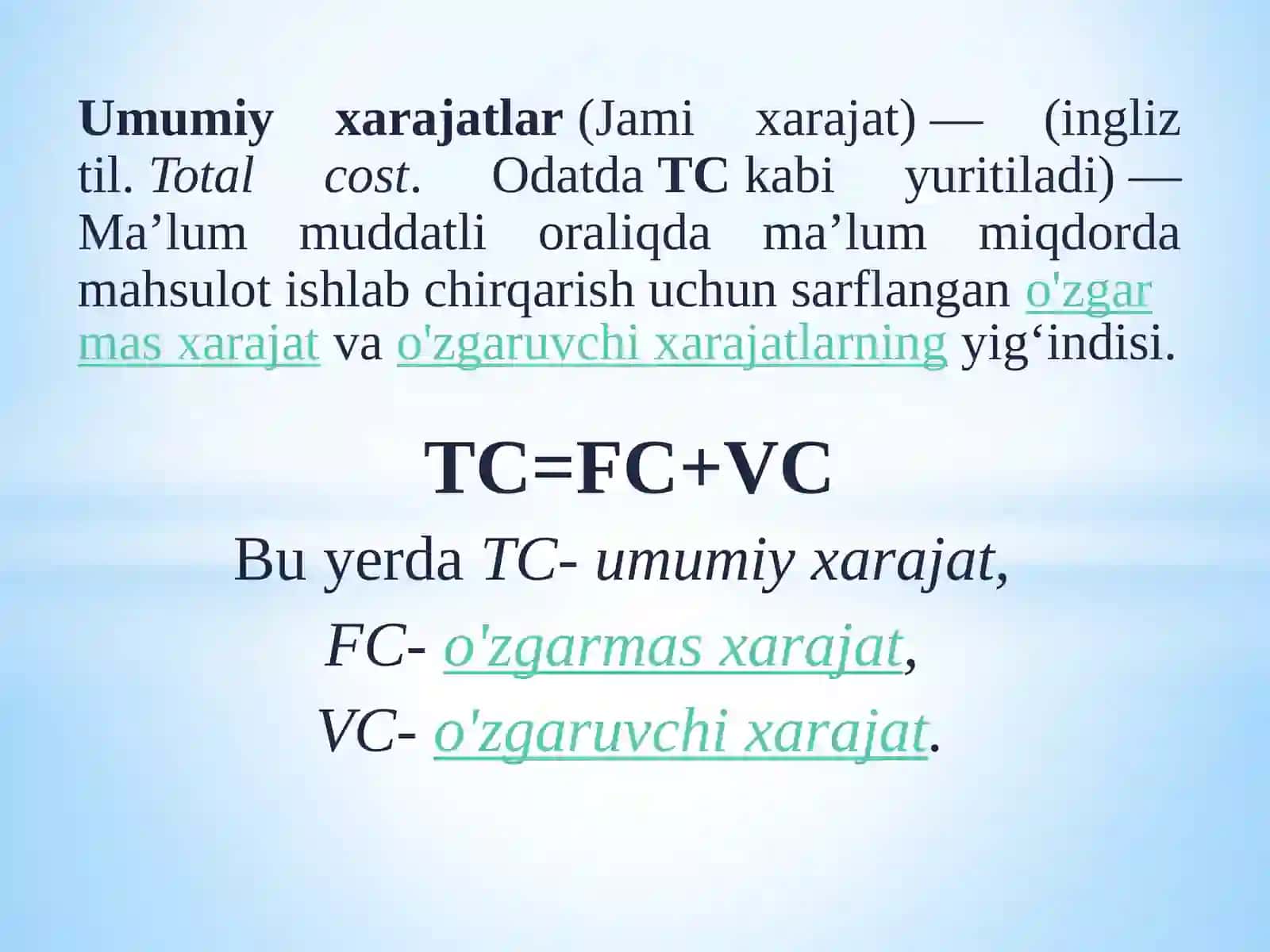 Sarfharajatlar va foyda 2